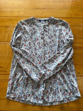 Lands End blue floral button down size small